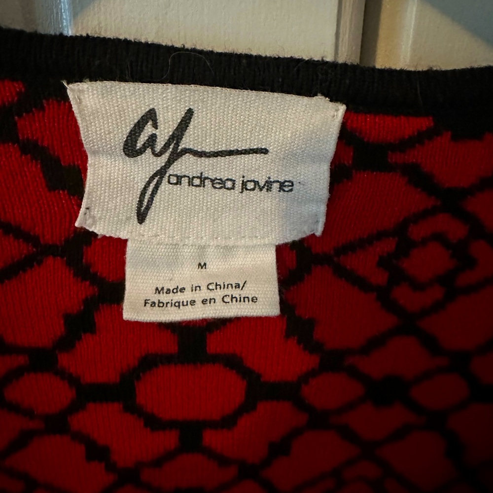 Andrea Jovine Cardigan, Black & Red Pattern, M - Picture 2 of 3